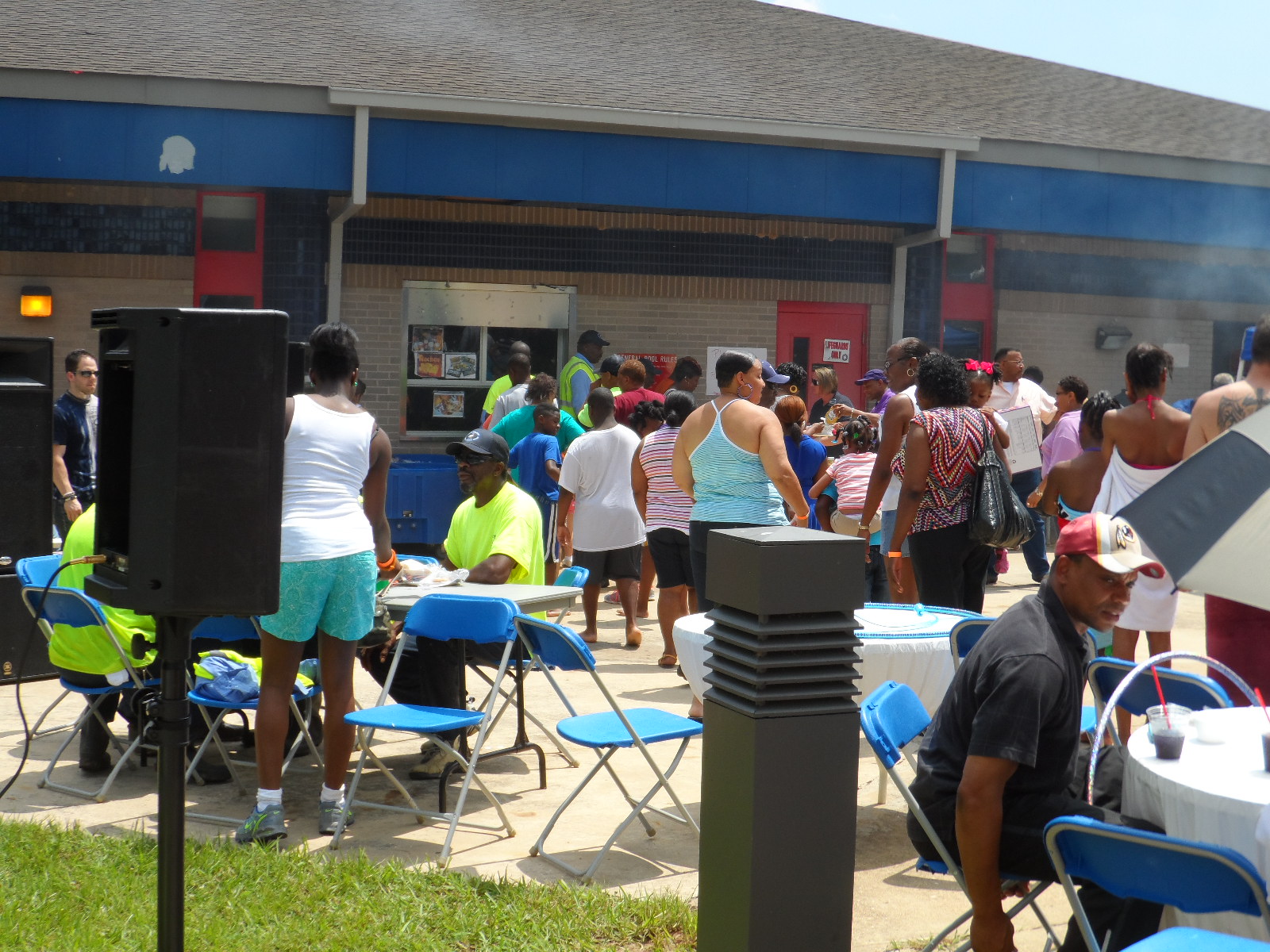 Crowd waiting for lunch